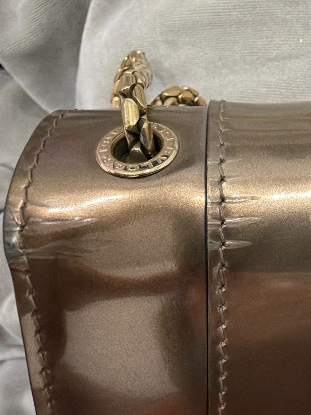 Bvlgari Metallic Gold Shoulder Bag with Serpent Clasp - Picture 9 of 10